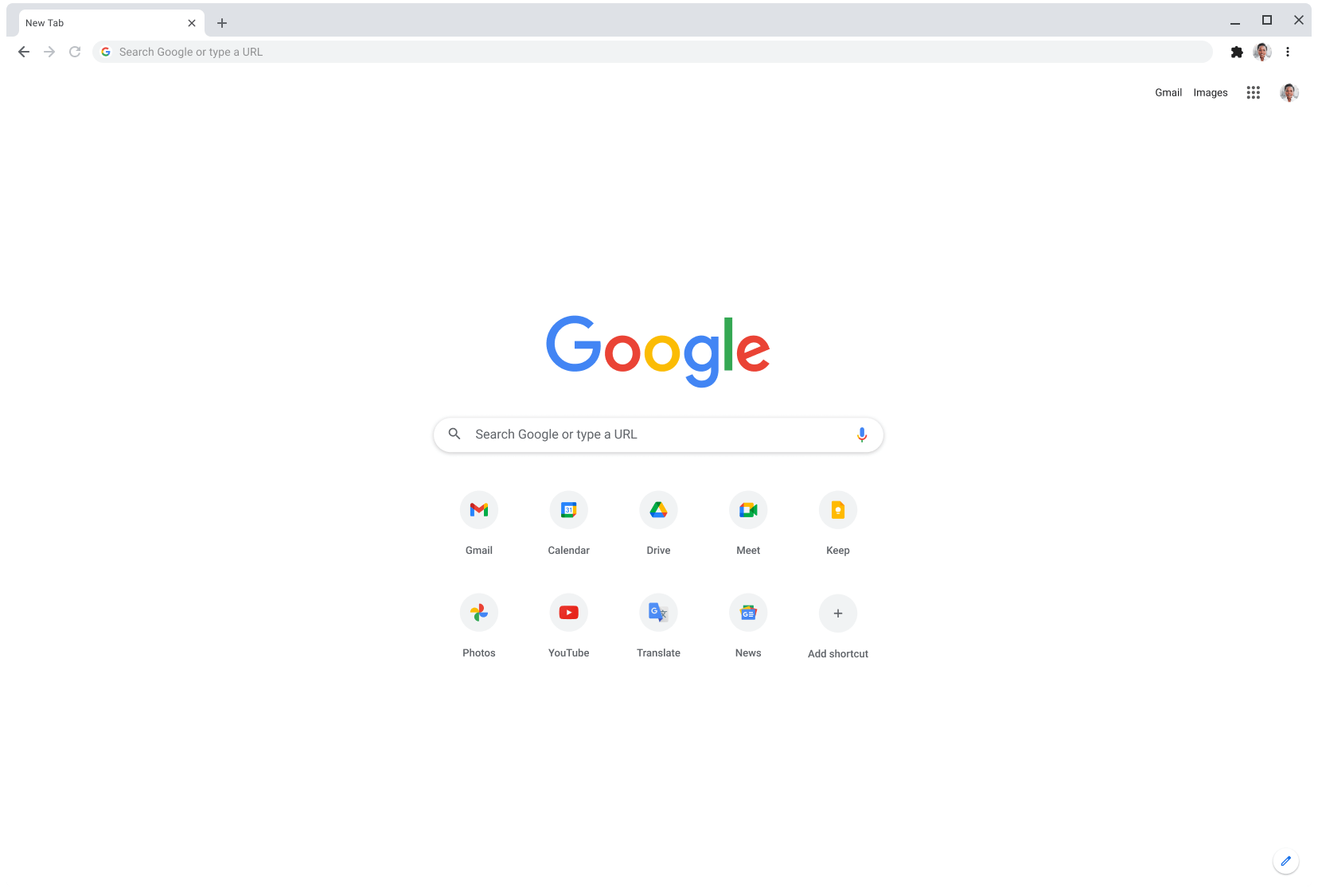 Chrome-browservenster met daarin Google.com.