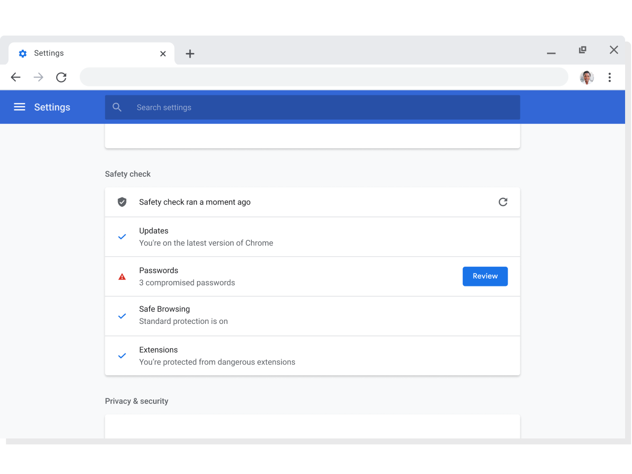 Chrome-browservenster met daarin de account- en synchronisatie-instellingen voor Google-accounts, waarbij synchronisatie is aangezet.
