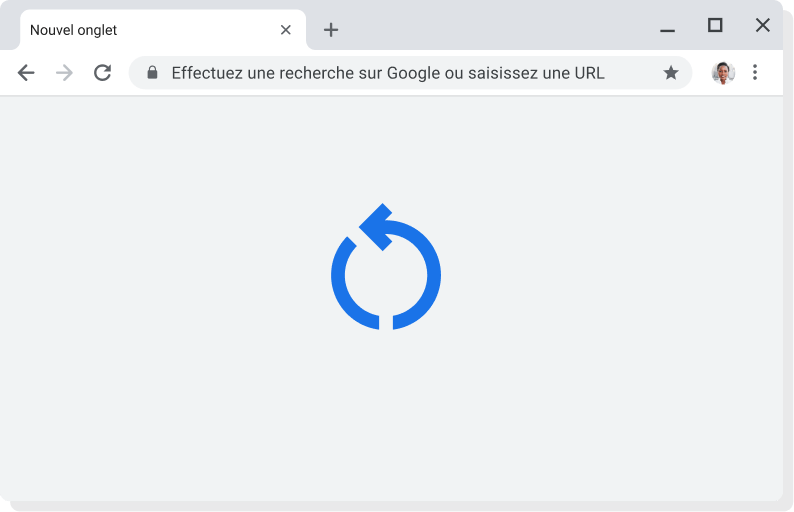 Mise à jour automatique Interface de Chrome avec une icône indiquant qu'une mise à jour est en cours