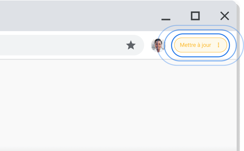 Appliquer une mise à jour en attente Interface de Chrome indiquant qu'une mise à jour est disponible