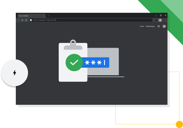 Chrome-browservenster in donkere modus met daarin het Google-productiviteitsicoon.