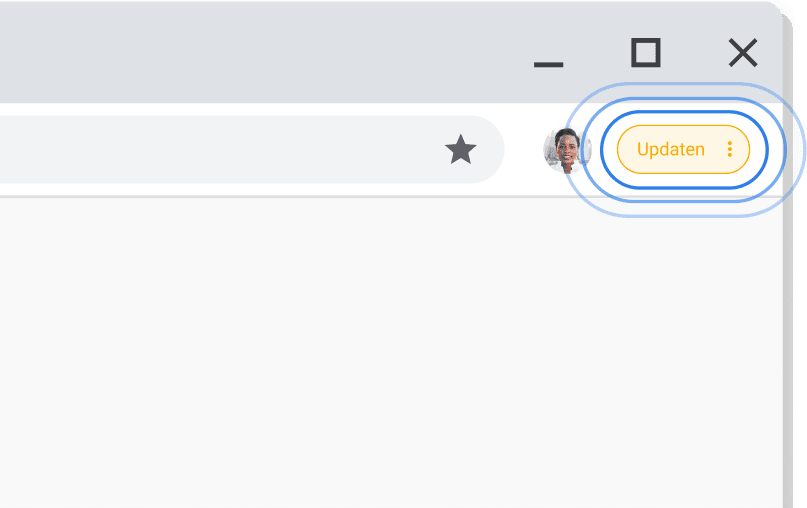 Een update in behandeling toepassen In de Chrome-UI wordt een melding weergeven dat er een update in behandeling is