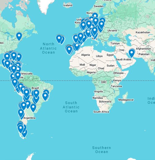 Steden die ik bezocht heb Google My Maps